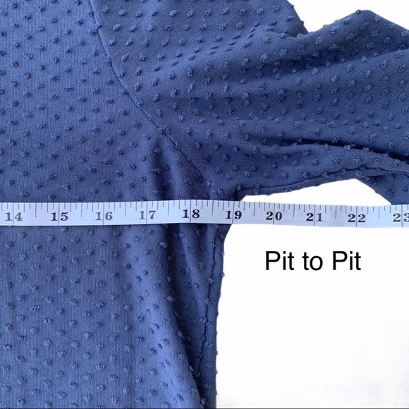 W5 Anthro Blue Swiss Dot Polkadot Textured Bell Sleeve Blouse Size Small - Picture 11 of 14